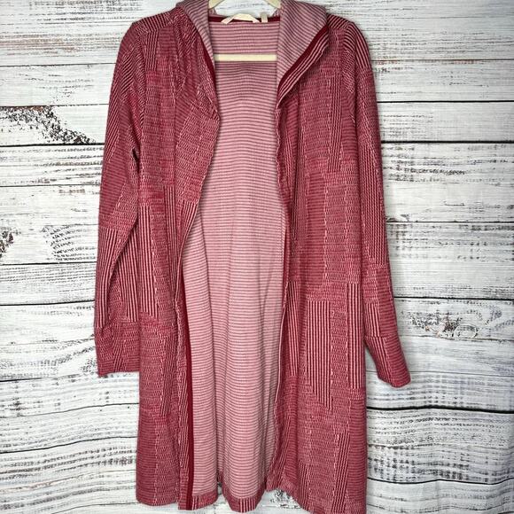 Soft Surroundings Pink Hooded Open Front Long Lone Cardigan Sweater Sm - Picture 1 of 4